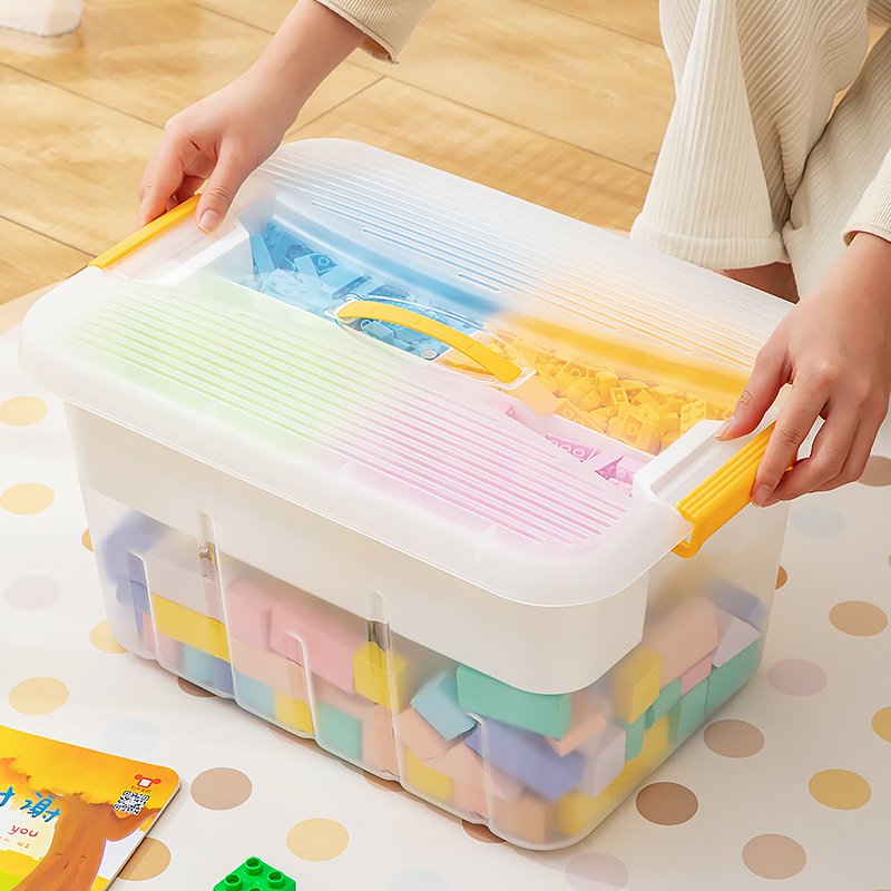 Toys Storage Container for Children Build Blocks Organizer Stackable Plastic Large Capacity Storage Box With Handle