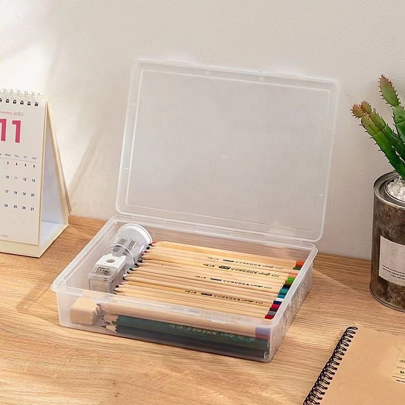 5x8 Transparent Stackable A5 Paper Organizer Bin Solid Plastic Desktop Storage Box