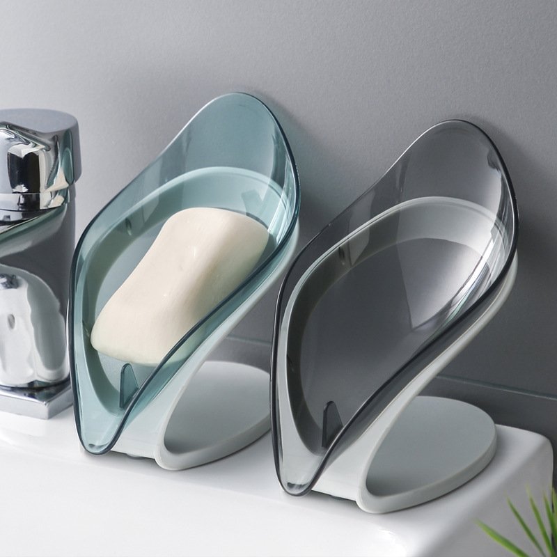 Bathroom Soap Holder Leaf Shape Dish Kitchen Sponge Soap Box Storage Non-slip Drain Soap Case Container Bathroom accessories