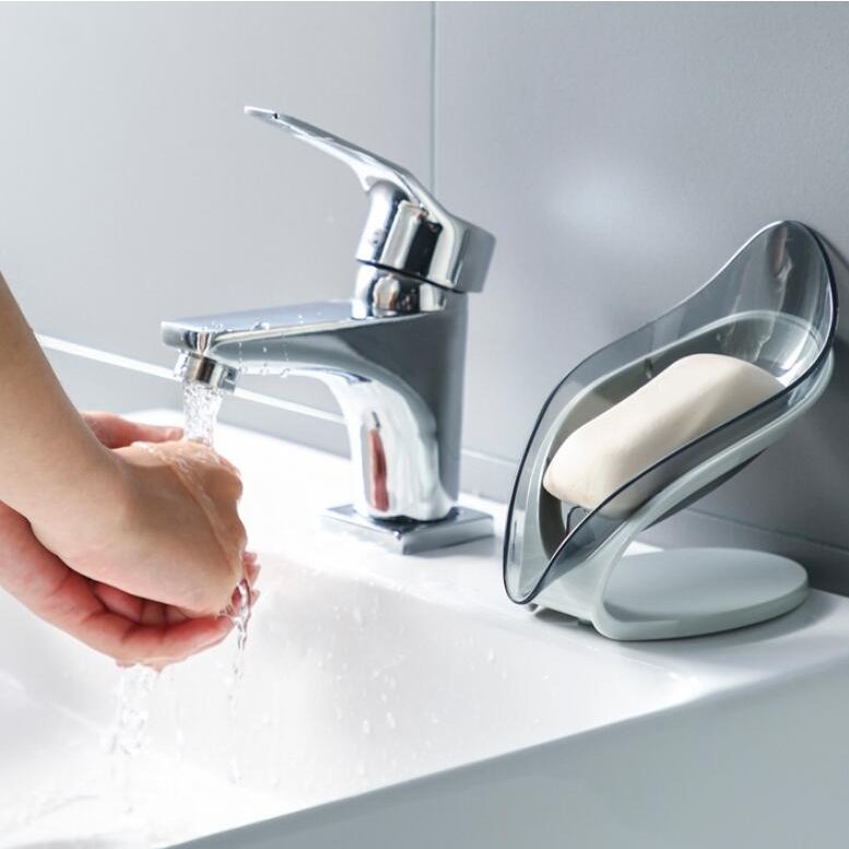 Bathroom Soap Holder Leaf Shape Dish Kitchen Sponge Soap Box Storage Non-slip Drain Soap Case Container Bathroom accessories