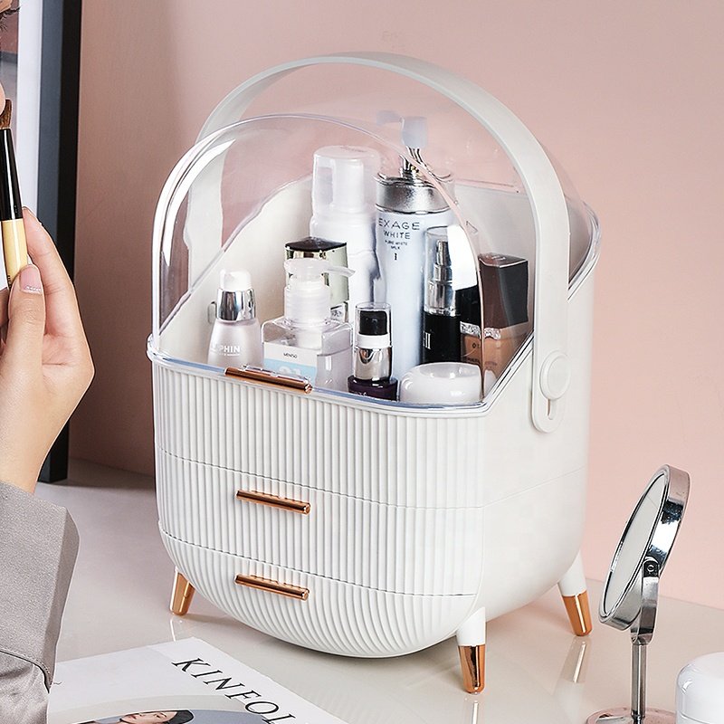 2024 Premium Acrylic Makeup Organizer with 4 Rotating Drawers New Hot Sale Cosmetic Case for Storage durable makeup case