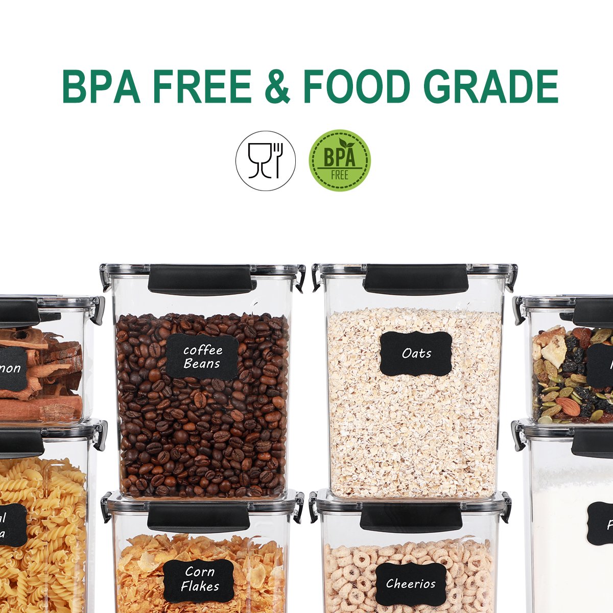 8 pcs Airtight Food Storage Containers,BPA Free Kitchen Organization Set for Pantry Organization and Storage