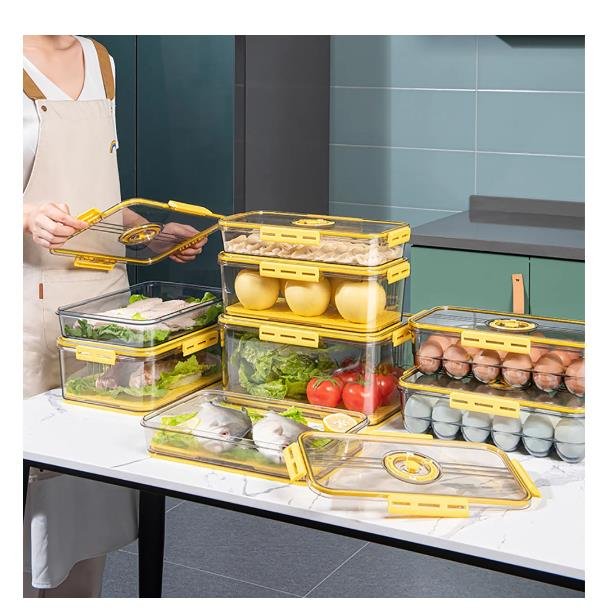2024 Refrigerator lockers Food storage bins Stackable refrigerator freezer organizers Fresh containers with ventilation covers