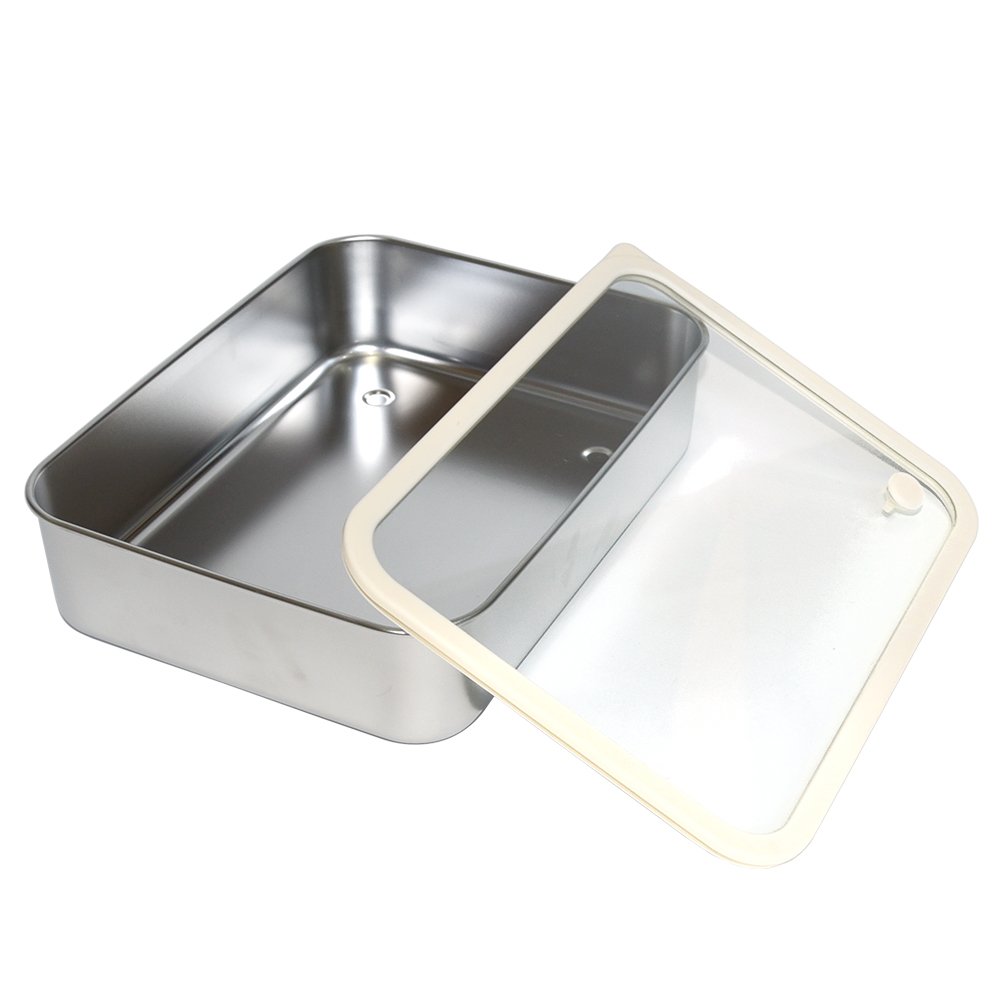 Wholesale Freezer Safe Stainless Steel Container Stackable Food Storage Container Fresh Keeping Box With Lucency Glass Lids