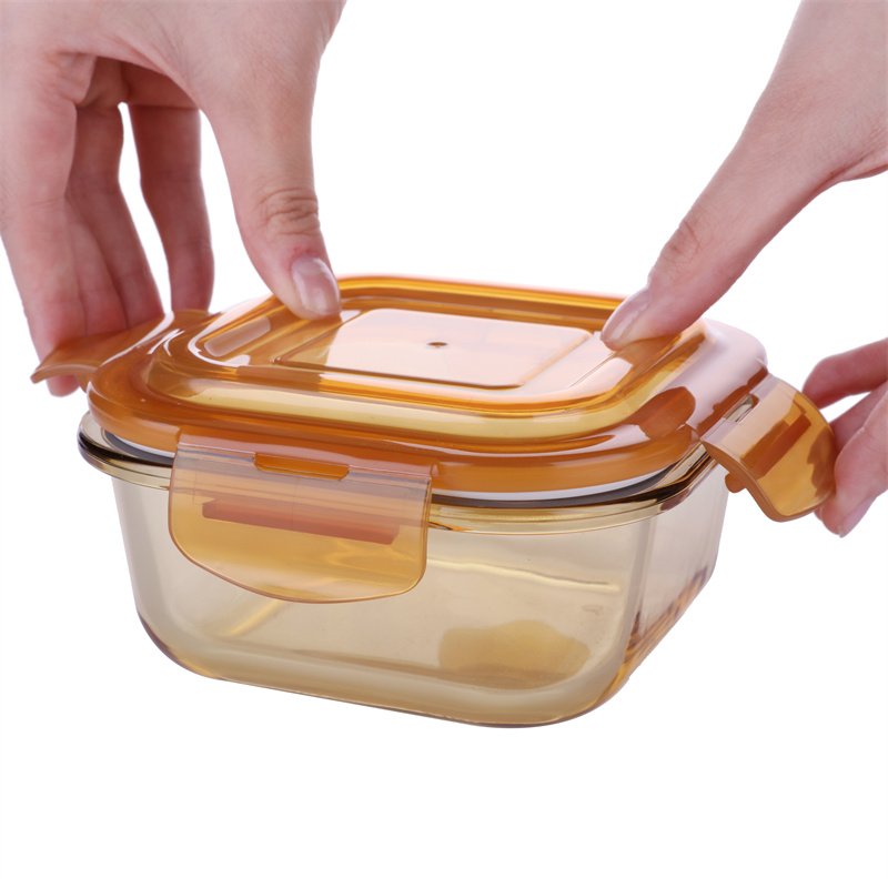 High Quality Amber Borosilicate Lunch Box Food Storage Containers with Airtight Lids Lunch Boxes for Lunches