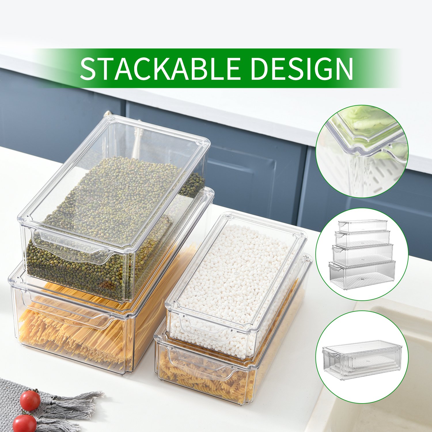 New Popular Refrigerator Clear Plastic Vegetable Food Storage Container Box Set