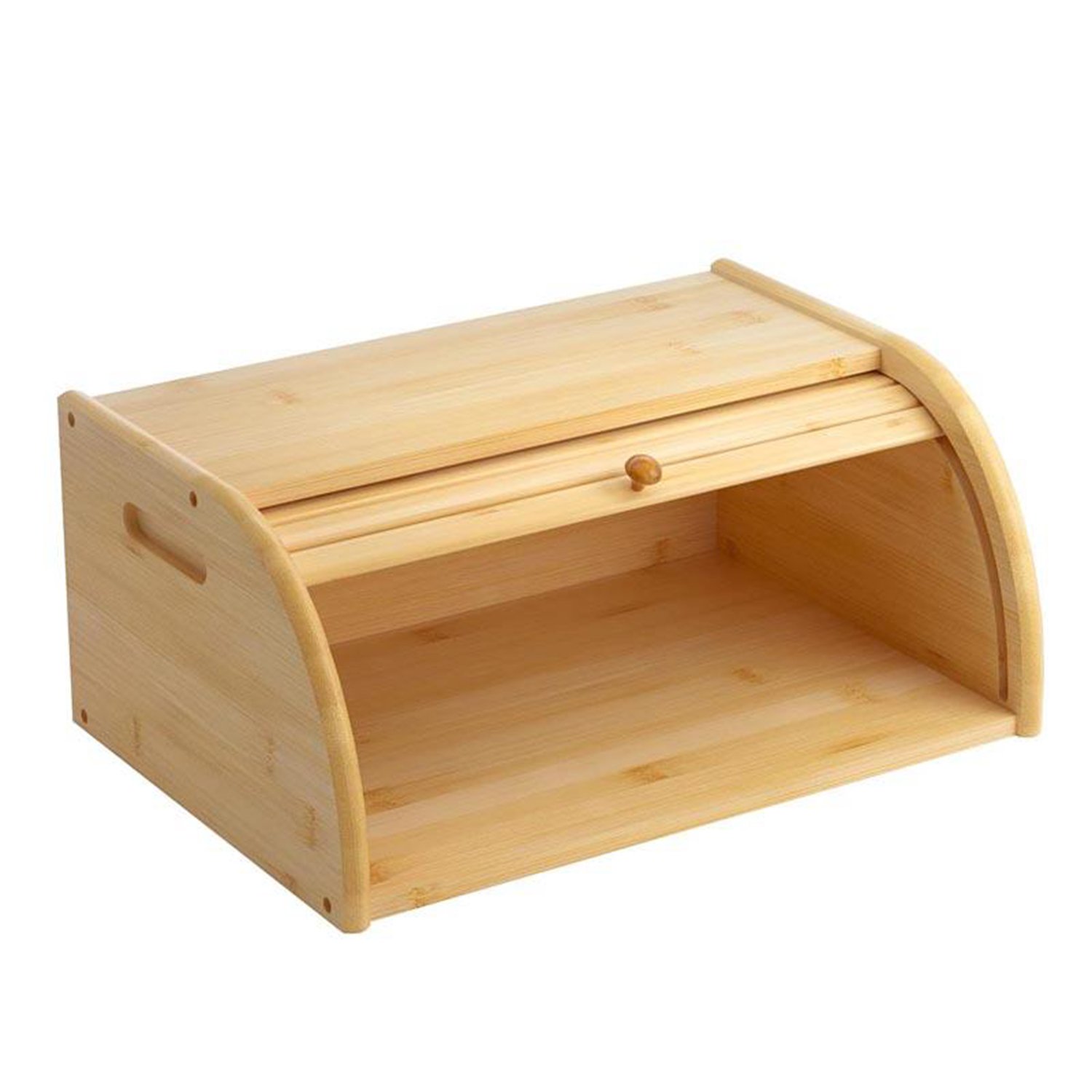 Bamboo Breadbox Roll Top Bamboo Bread Box-Kitchen Countertop Bread Holder Bread Storage Food Storage