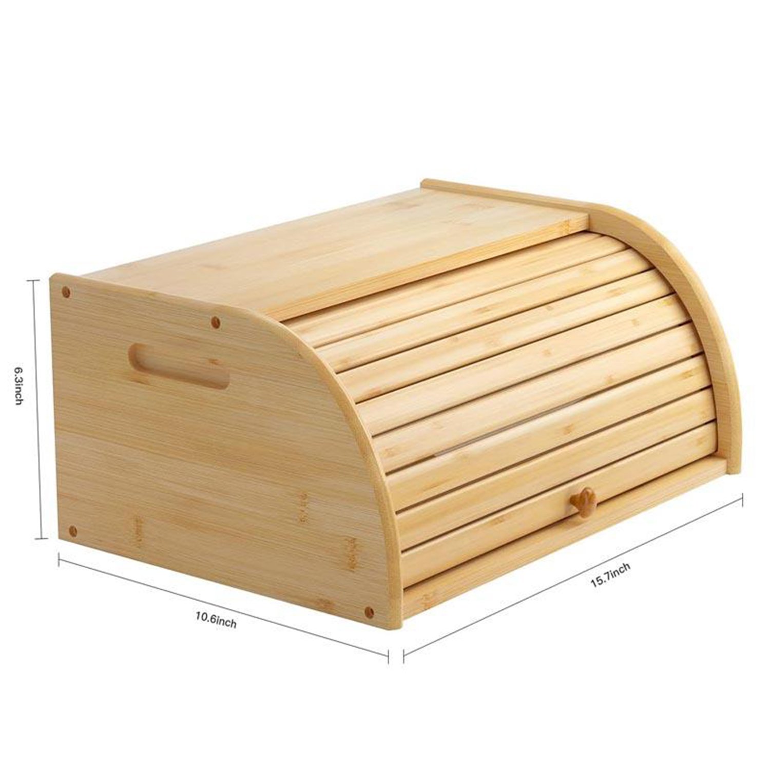 Bamboo Breadbox Roll Top Bamboo Bread Box-Kitchen Countertop Bread Holder Bread Storage Food Storage