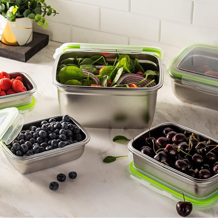 Leakproof 350ml 550ml 850ml 1800ml 2800ml Food Prep Meat storage container Stainless Steel Bento lunch box