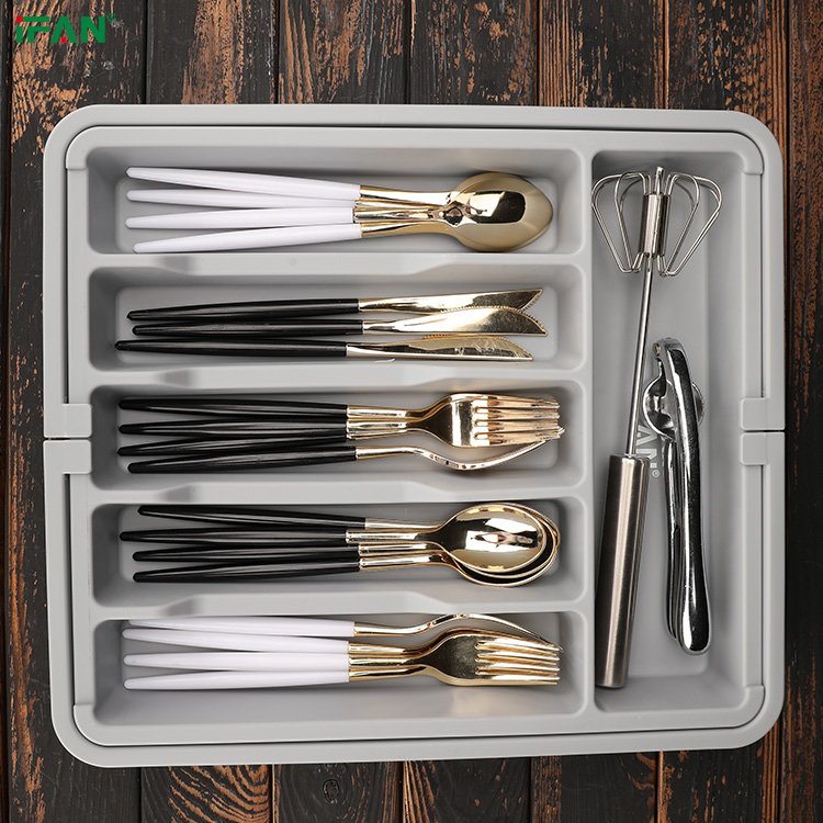 2024 New Flatware Tray Holder PP Drawer Dividers Kitchen Utensil Storage Box Drawer Organizer Silverware Organizer