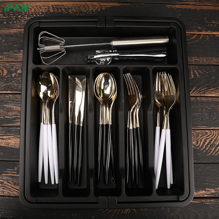 2024 New Flatware Tray Holder PP Drawer Dividers Kitchen Utensil Storage Box Drawer Organizer Silverware Organizer
