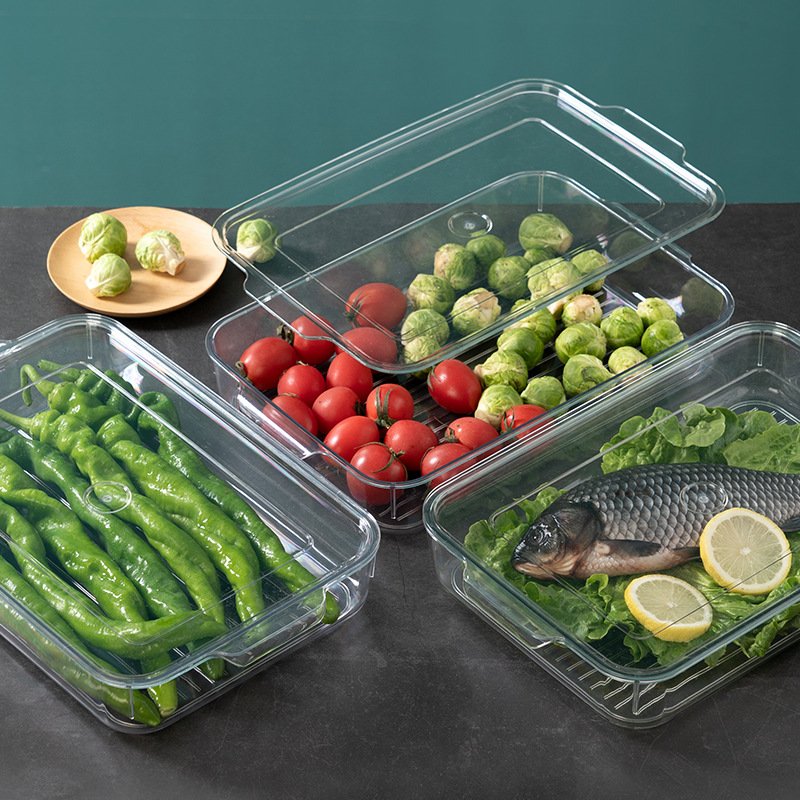 Kitchen Refrigerator Stackable Clear Plastic Storage Box Food Vegetables Container Fruit Egg Fresh Organizer Holder for Fridge