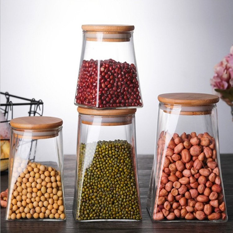 wholesale 12oz large clear glass spice jars with screw top lid