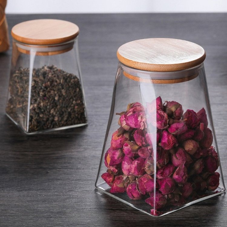 wholesale 12oz large clear glass spice jars with screw top lid