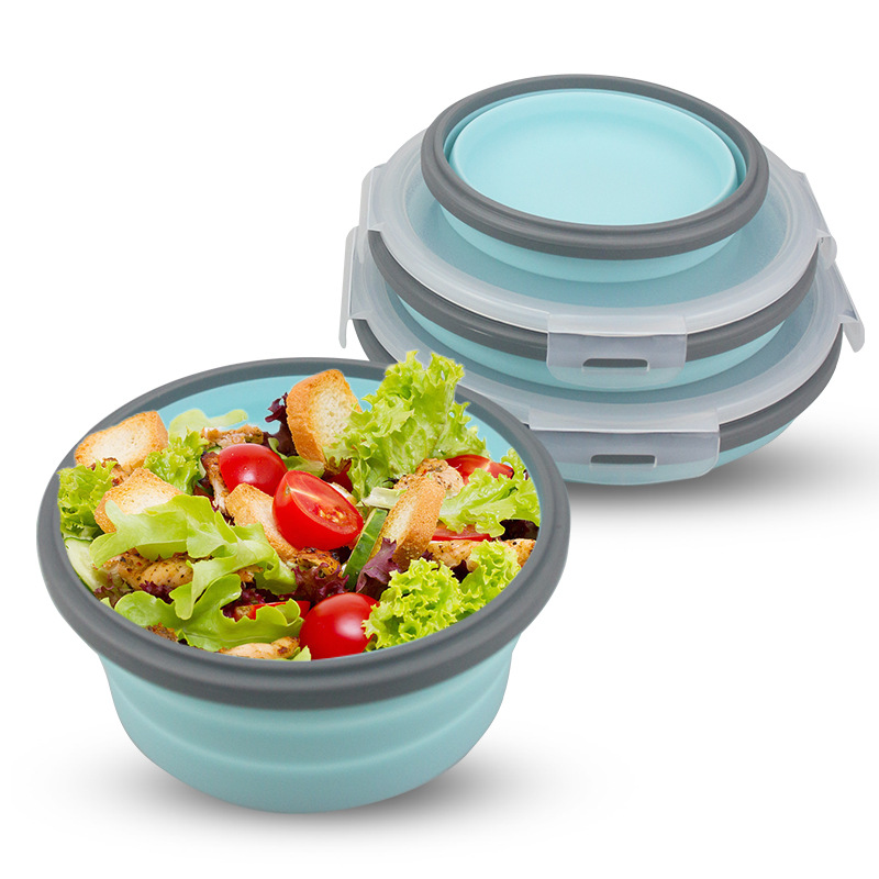 4 pcs Foldable Fresh Box Lunch Box Set Silicone Bento Box Food Container For Food Storage