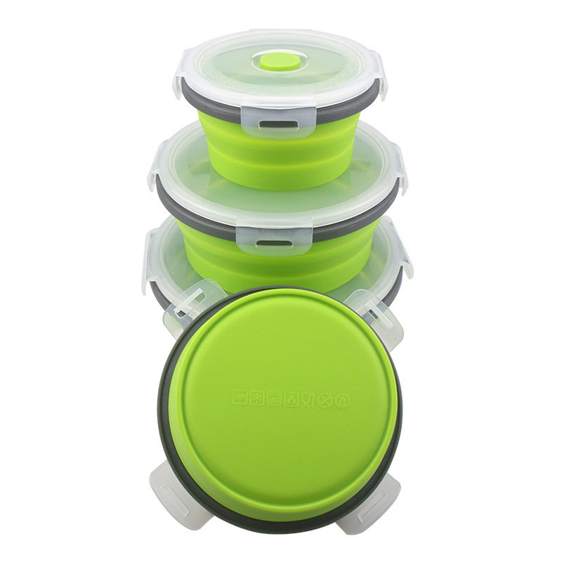 4 pcs Foldable Fresh Box Lunch Box Set Silicone Bento Box Food Container For Food Storage