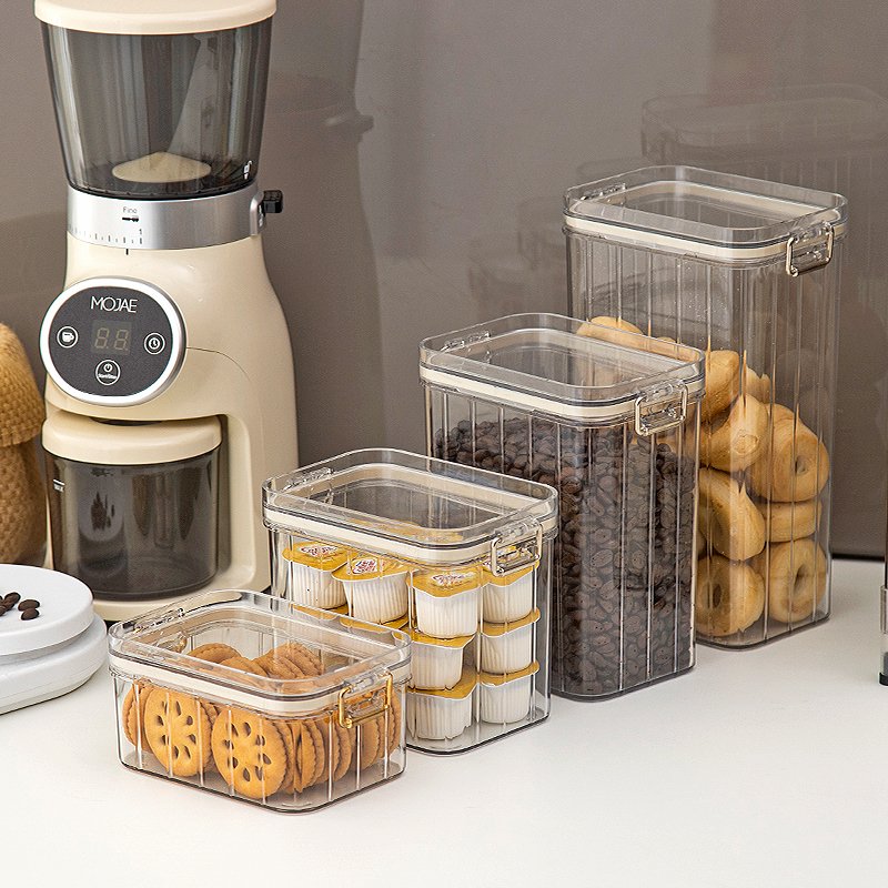 Modern stackable food storage containers with multiple capacity for kitchen refrigerator