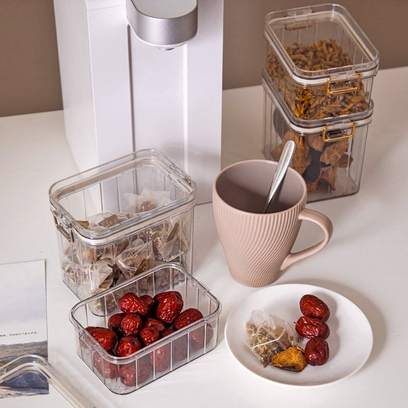Modern stackable food storage containers with multiple capacity for kitchen refrigerator