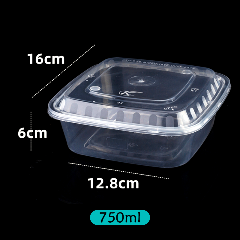 500 650 750 1000ML Food Storage Containers Disposable Plastic Bento Lunch Boxes Meal Prep Containers With Lids