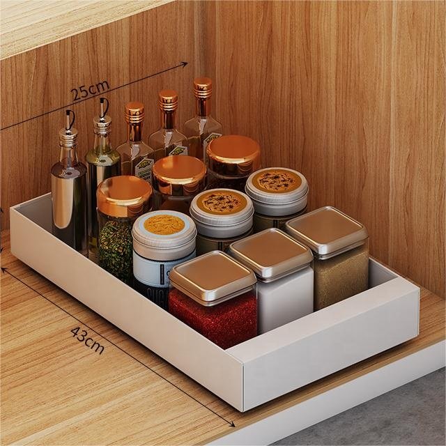 New Cutlery Cabinet Organizer Kitchen Storage Basket Drawers Metal Multifunctional Kitchen Pull Out Drawer Basket