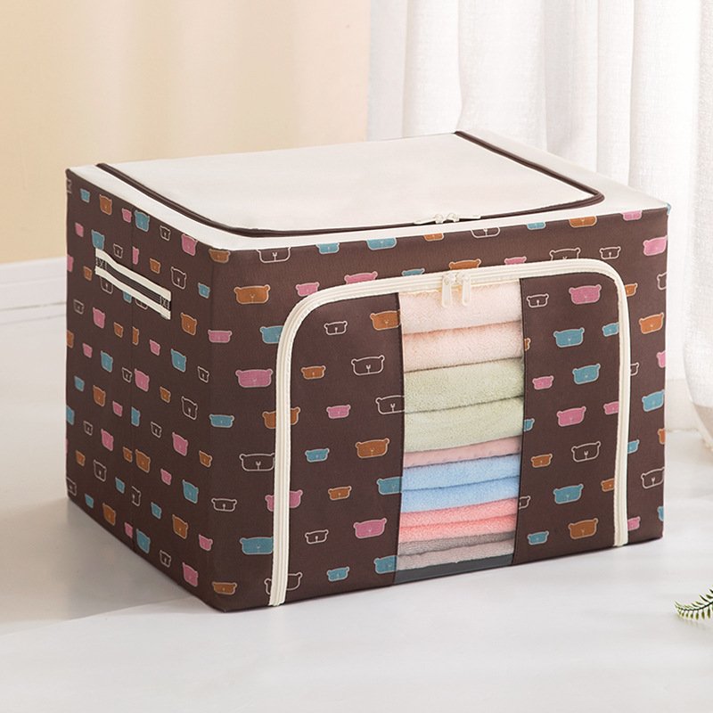 Large 66L underbed folding quilt clothing storage bag organizer oxford cloth steel frame storage box