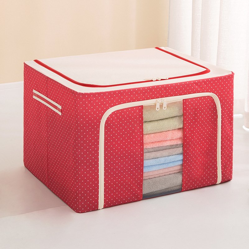 Large 66L underbed folding quilt clothing storage bag organizer oxford cloth steel frame storage box