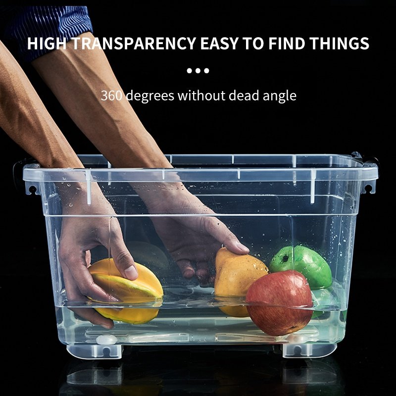 Manufacturers Home Custom 27L 50L 138L Big Heavy Duty Durable Clothing Transparent Large Plastic Storage Box Bins With Lids