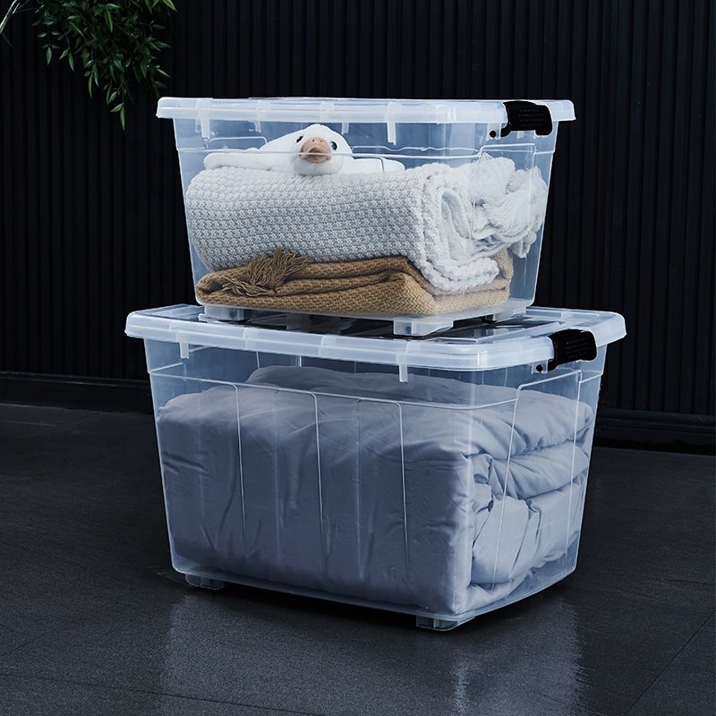 Manufacturers Home Custom 27L 50L 138L Big Heavy Duty Durable Clothing Transparent Large Plastic Storage Box Bins With Lids