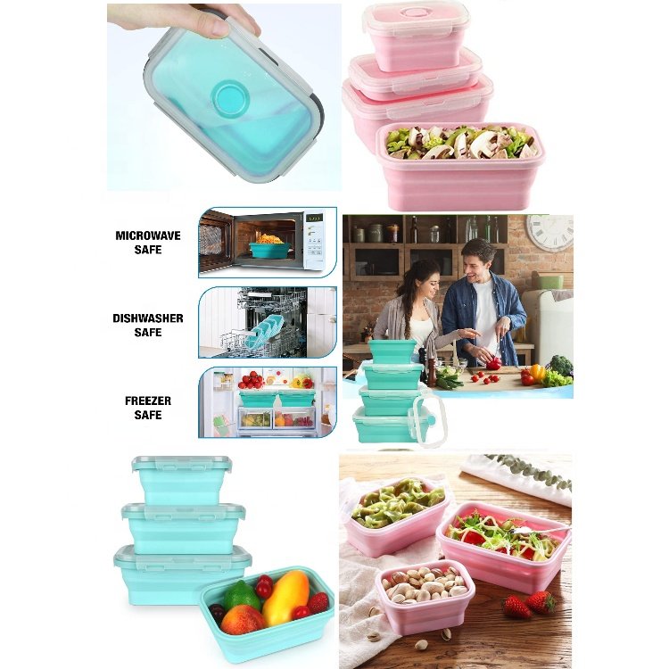 Portable Folding Bowl Silicone Lunch Box Travel Foldable Compression food storage container silicone heat resistant Picnic