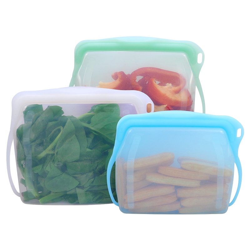 Small 500ML Silicone Ziplock Bag BPA Free Kitchen Reusable Silicone Freezer Fruit and Snack Food Storage Container Zipper Bags
