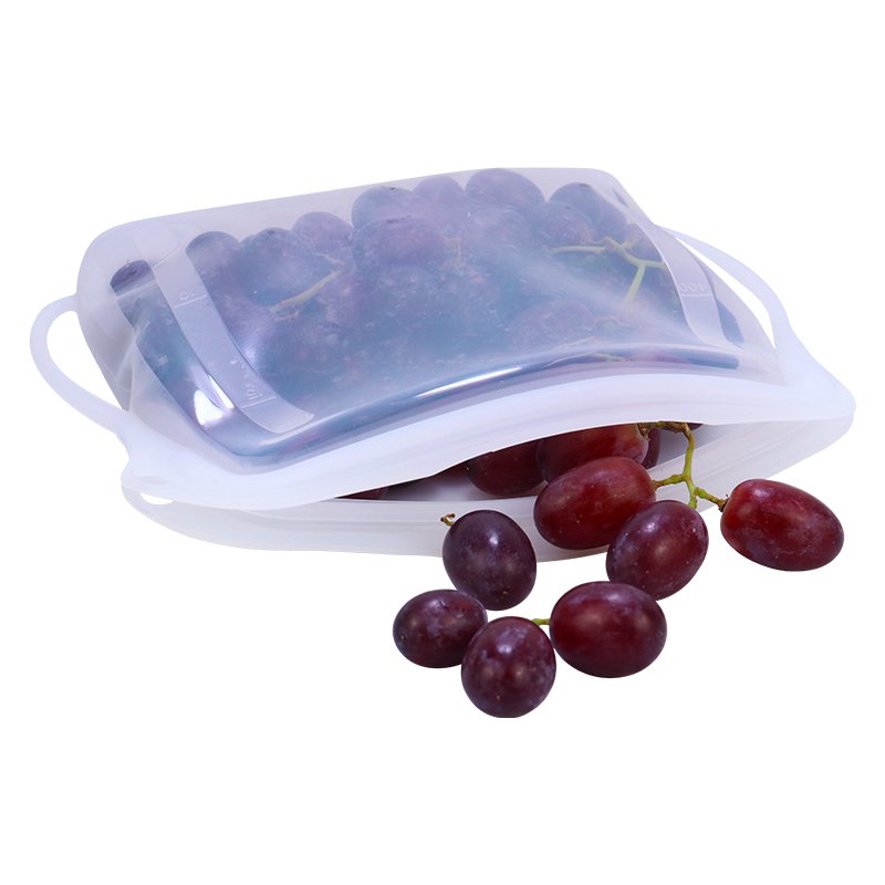 Small 500ML Silicone Ziplock Bag BPA Free Kitchen Reusable Silicone Freezer Fruit and Snack Food Storage Container Zipper Bags