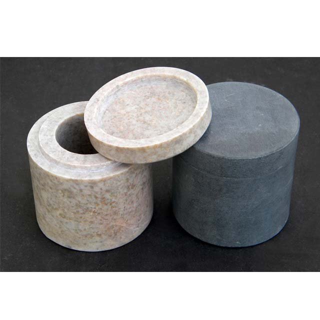 Eco - Friendly Natural Stone Soapstone Round Jar And Storage Box with Lid Trinket Jewellery Marble Box Cream Lotion Powder Jar
