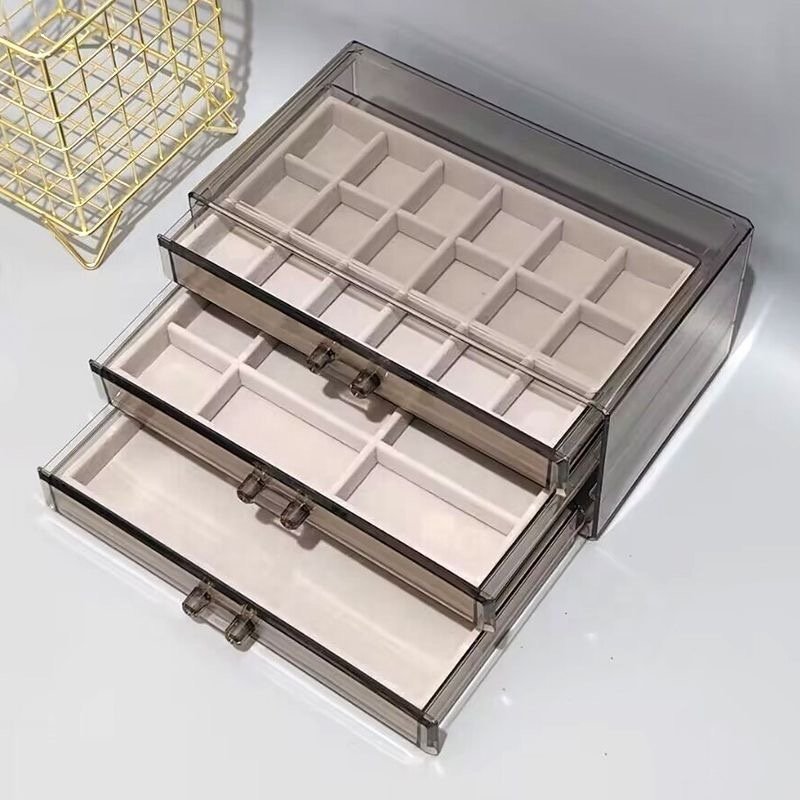 Acrylic 3-layer jewelry box Transparent organizer Ring Earrings Ear stud Jewelry storage box