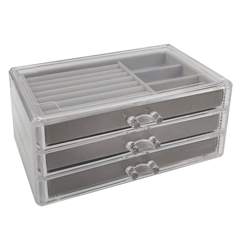 Acrylic 3-layer jewelry box Transparent organizer Ring Earrings Ear stud Jewelry storage box