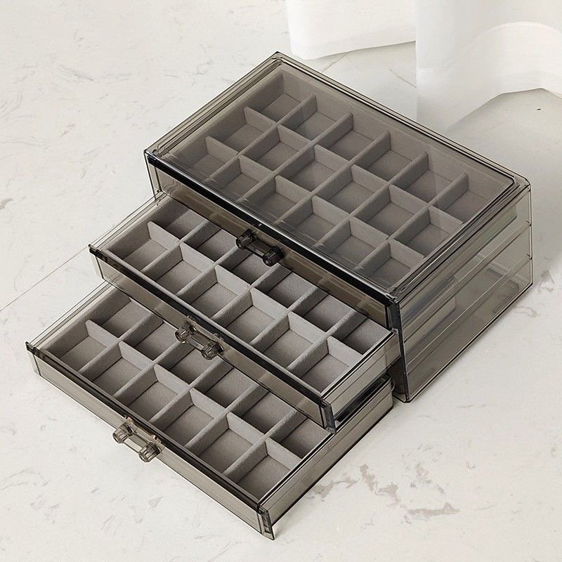 Acrylic 3-layer jewelry box Transparent organizer Ring Earrings Ear stud Jewelry storage box