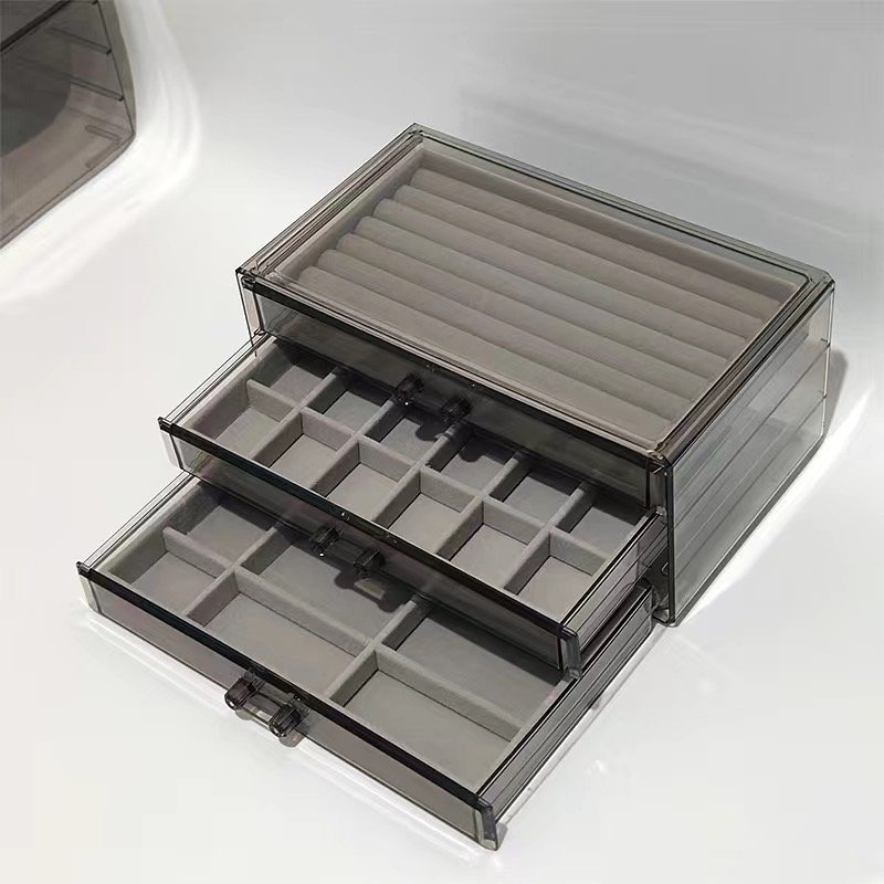 Acrylic 3-layer jewelry box Transparent organizer Ring Earrings Ear stud Jewelry storage box
