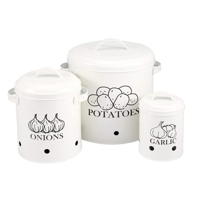 White Potato Onion Kitchen Storage Box for Food Container Sets