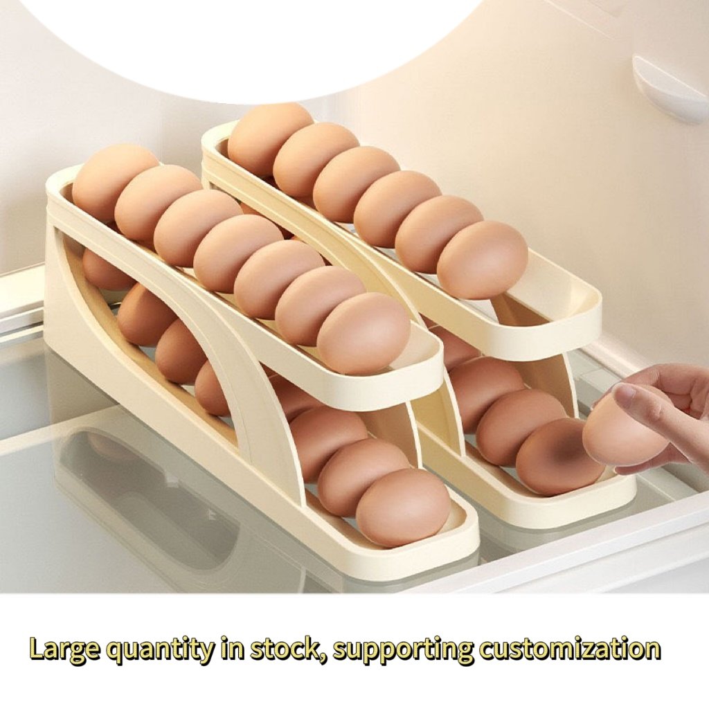 Slide egg storage box, refrigerator side door, automatic egg rolling, kitchen household egg rack