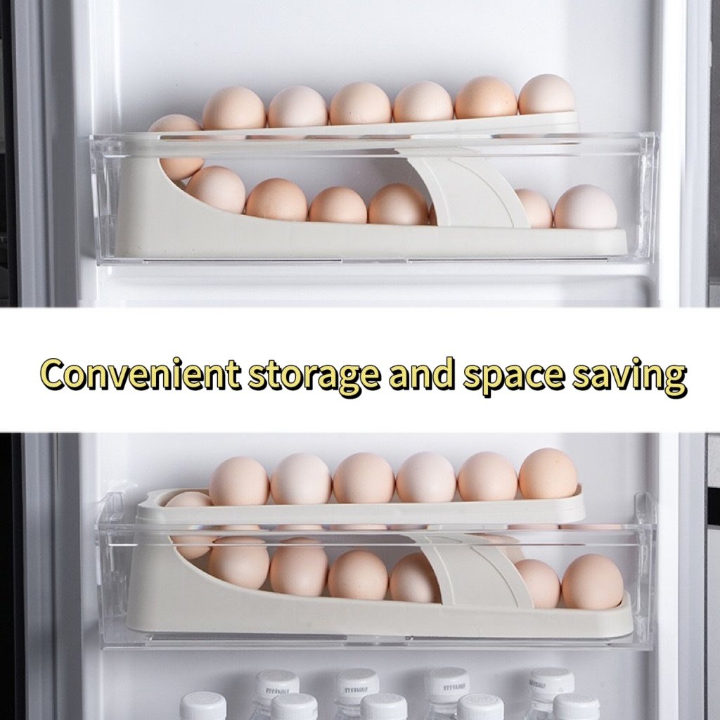Slide egg storage box, refrigerator side door, automatic egg rolling, kitchen household egg rack