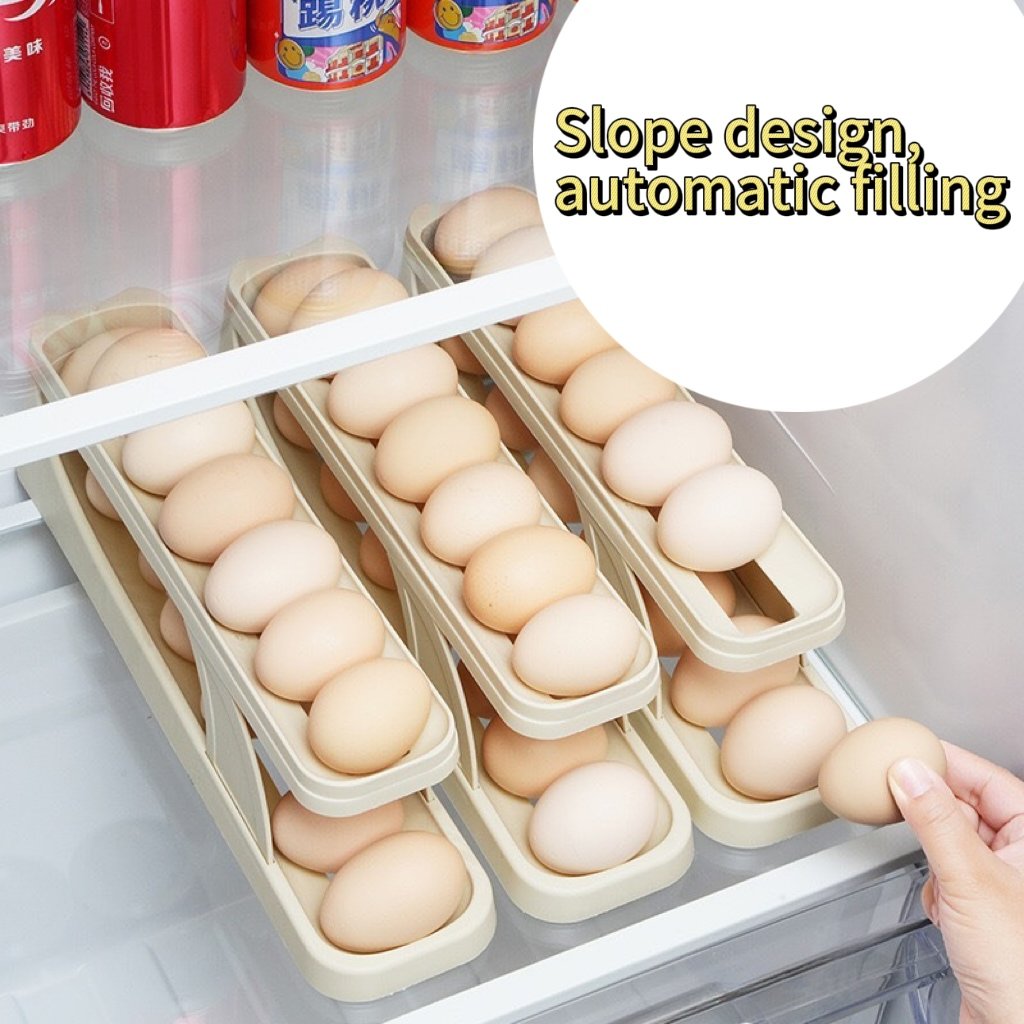 Slide egg storage box, refrigerator side door, automatic egg rolling, kitchen household egg rack