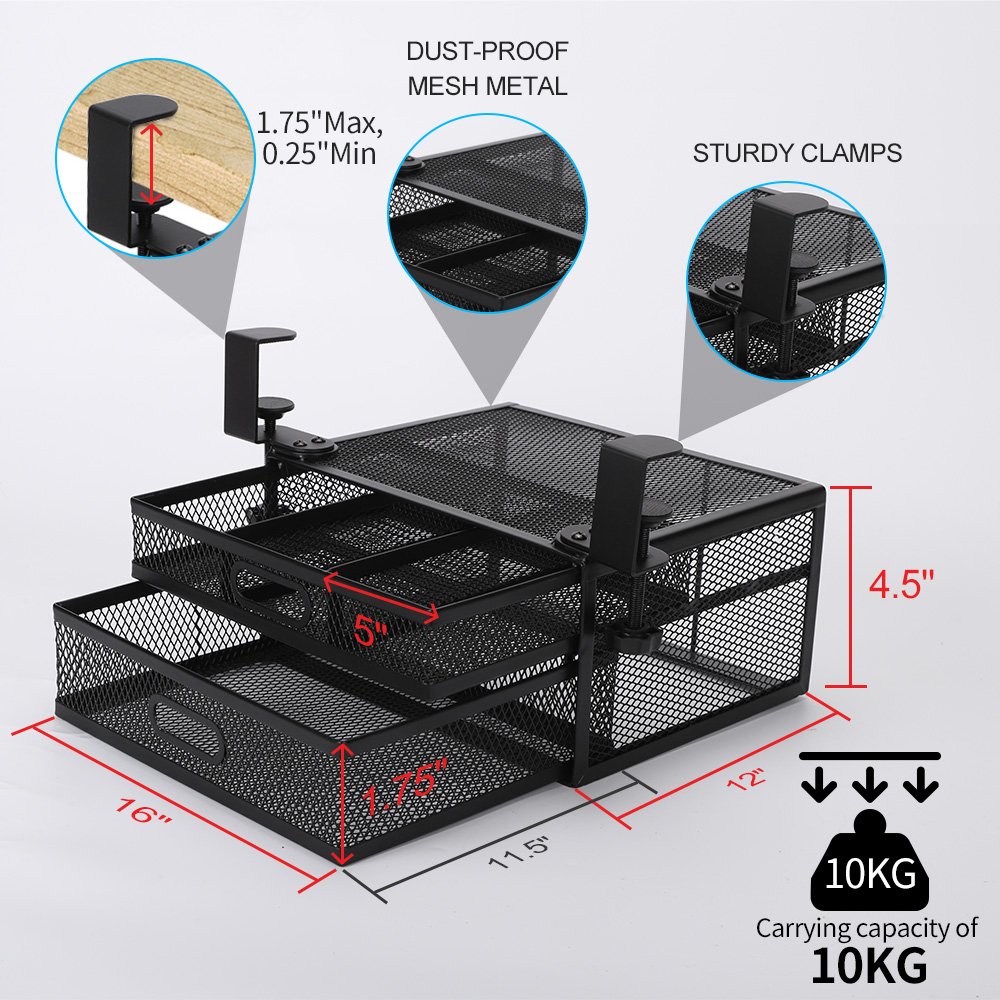 Office Supplies Desktop Storage Metal Mesh 2-Layer Paper Letter Cabinet Storage Box Miscellaneous Storage Box