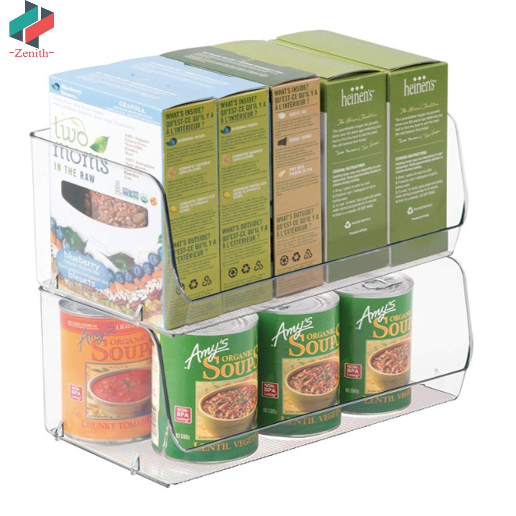 ZNF00017 Stackable Plastic Food Storage Organizer Bin with Open Front for Closets Bedrooms Bathrooms