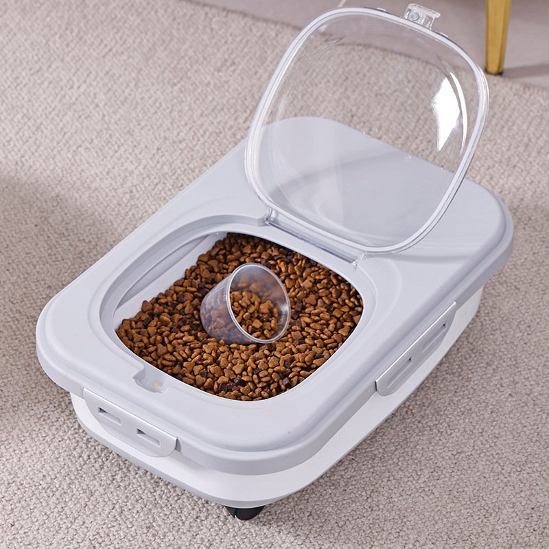 New dog food bucket with pulley moisture-proof sealed cat food storage bucket foldable pet snack grain bucket