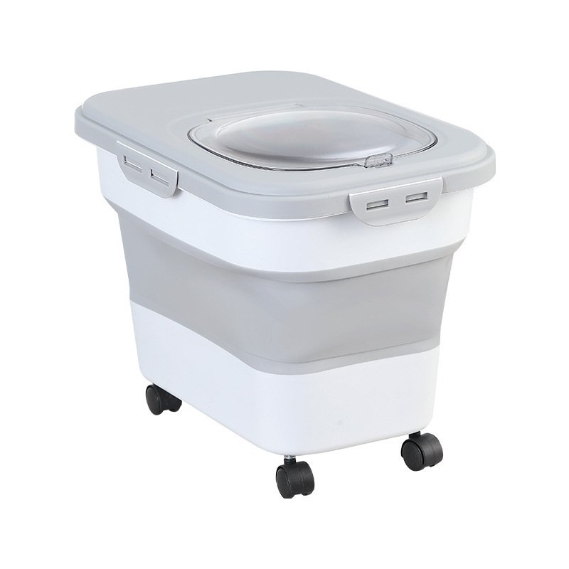 New dog food bucket with pulley moisture-proof sealed cat food storage bucket foldable pet snack grain bucket
