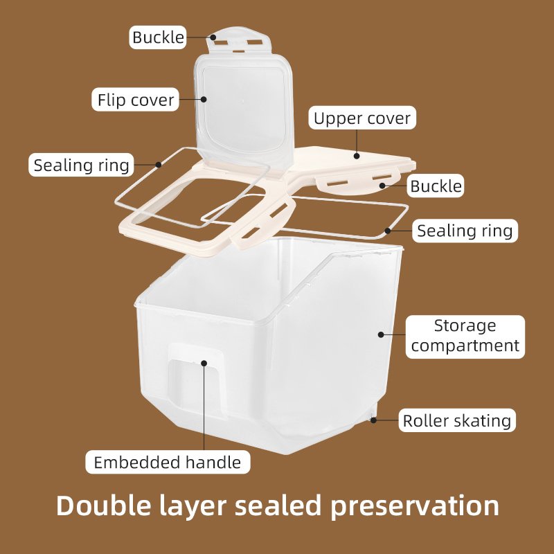 Plastic Moisture Proof Airtight Food Container Cereal Grain Organizer Box Rice Bucket Storage Boxes & Bins for kitchen