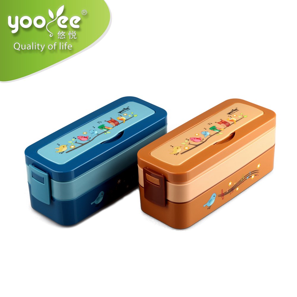 New Custom Double Layer Sealed Kids Bento Lunchbox Japanese Style Storage Boxes & Bins Plastic Colorful Seal Lid Japan Style