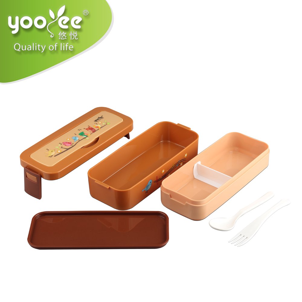 New Custom Double Layer Sealed Kids Bento Lunchbox Japanese Style Storage Boxes & Bins Plastic Colorful Seal Lid Japan Style