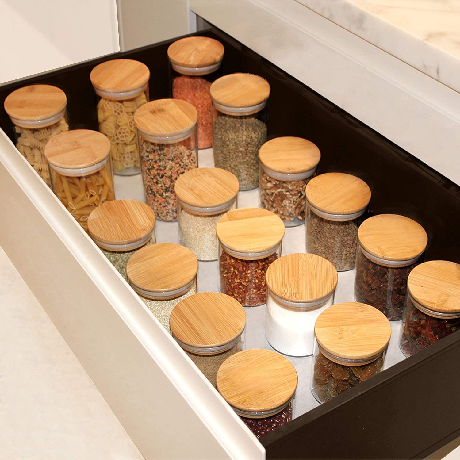 Storage Jar Candle Glass Spice Jars Tin Round Glass with Bamboo Lid Tin Can 200ml 8oz Kitchen Storage Bottles & Jars Cover