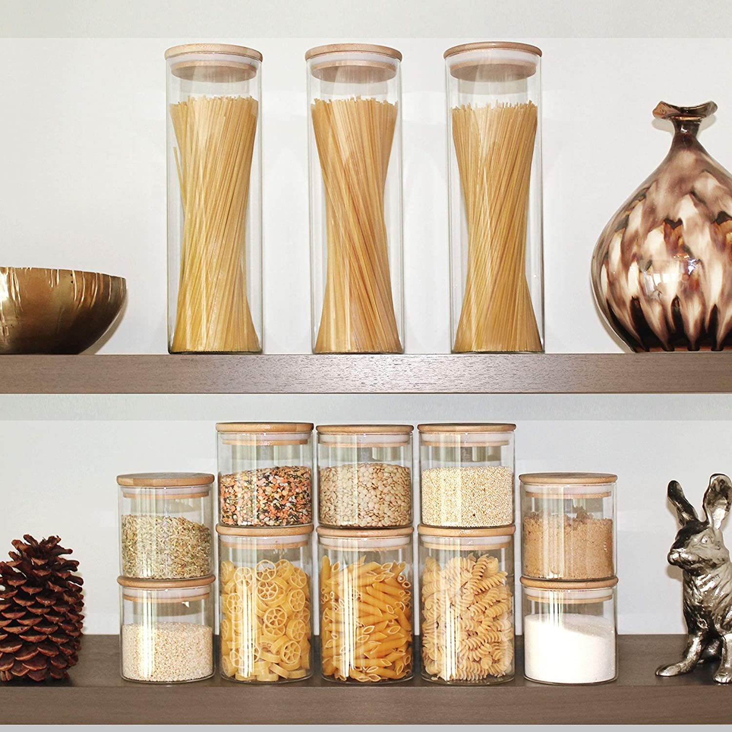 Storage Jar Candle Glass Spice Jars Tin Round Glass with Bamboo Lid Tin Can 200ml 8oz Kitchen Storage Bottles & Jars Cover