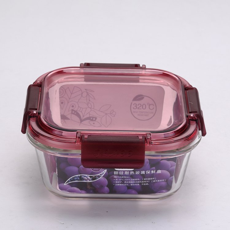 Different capacity microwavable round crisper box square rectangular high borosilicate glass food storage container set